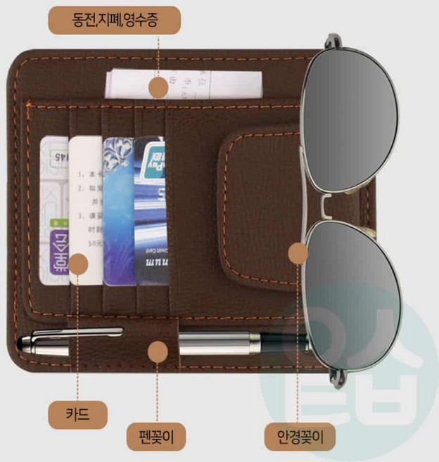 리비움 차량용 선바이저 수납 포켓, 1개, 블랙