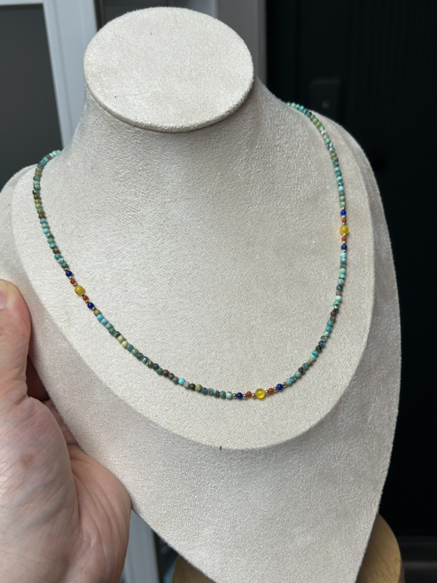 天然綠松石鎖骨鏈 3mm