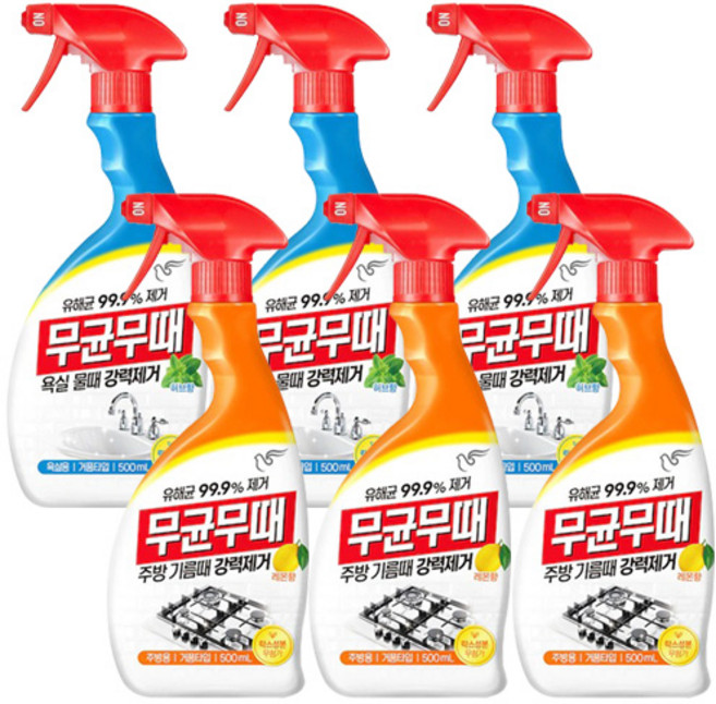 피죤 무균무때 욕실용 세정제 500ml 3개 + 주방용 세정제 500ml 3개, 1개