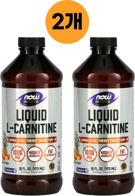 1+1 나우푸드 L-카르니틴 1000mg 액상 473ml(트로피컬 펀치맛), 473ml, 2팩 - 쿠팡