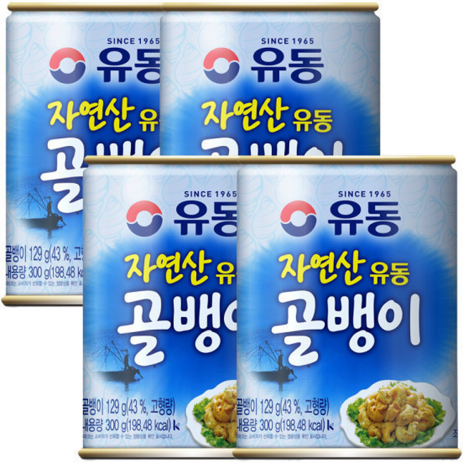 유동 자연산 골뱅이 술안주 야식 통조림, 300g, 4개
