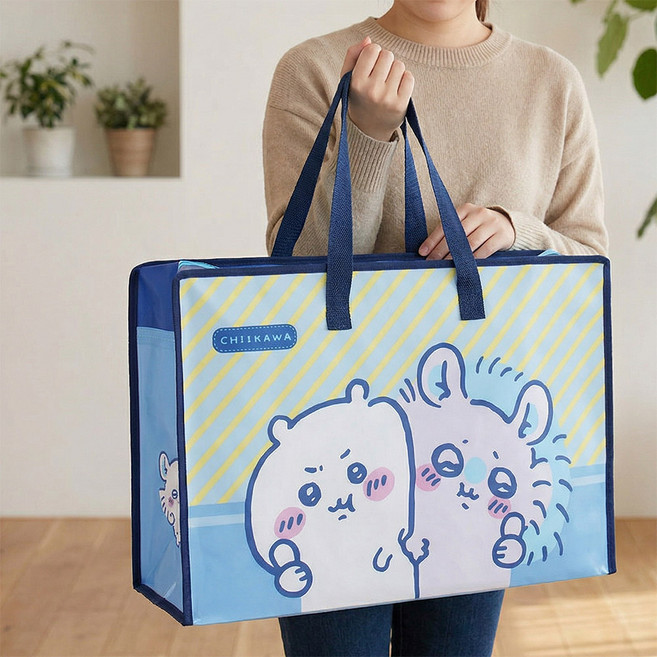 캐릭터 먼작귀 대형 부직포백 타포린백 다용도 쇼핑백 네이비