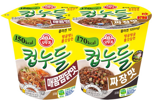 컵누들 2종세트 12입(오뚜기 컵누들 매콤찜닭 6개 + 짜장맛 6개), 12개