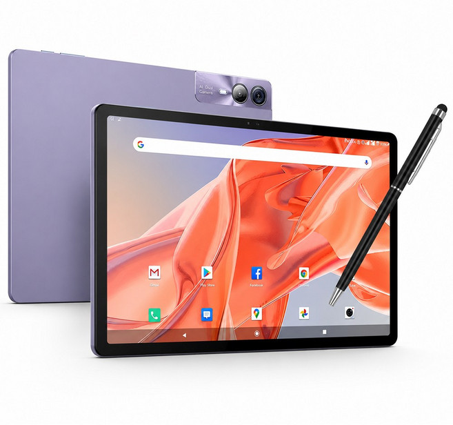 11인치 LTE 태블릿PC 안드로이드14 12GB 메모리 128GB 12000mAh 대용량 배터리 인강 영상시청용 키보드 터치펜 포함, Wi-Fi+Cellular, 소프트 퍼플