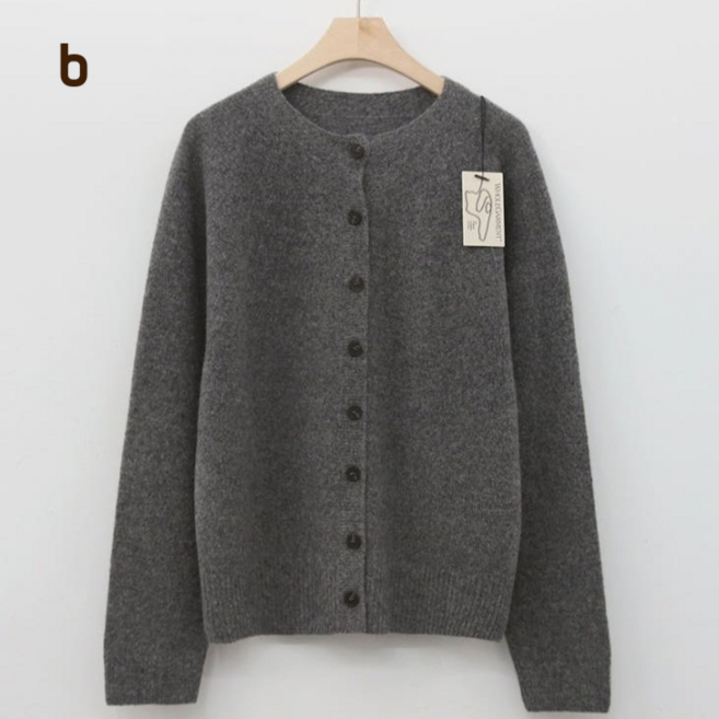 [알파카 울 니트가디건] 홀가먼트 베베 라운드 베이지 그레이 연보라 it