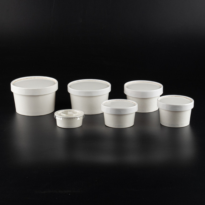 일회용 젤라또 컵 뚜껑 포함 아이스크림 용기 그릭 요거트 종이 테이크아웃, 12oz+ 종이캡 50세트