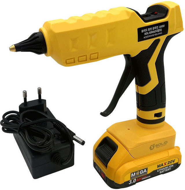 솔리드 충전 무선글루건 100W 디월트 호환 + 3.0Ah 배터리, 1세트