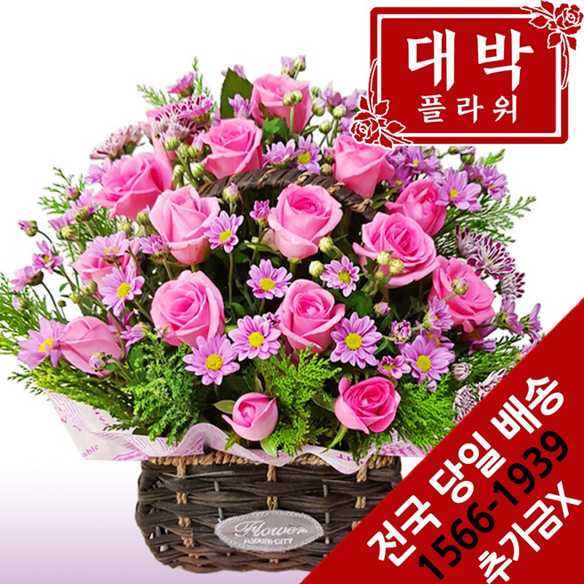대박플라워 봄처녀 꽃바구니 생일 기념일 프로포즈 전시회 행사꽃 꽃배달서비스, 1개