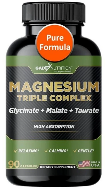 Gade Nutrition 마그네슘 글리시네이트 말레이트 및 타우레이트 마그네슘이 함유된 트리플 복합체 | 수면과 진정을 위한 순수 보충제 채소 캡슐 미국 제조, Gade Nutrition 마그네슘 글리시네이트, 말레, 1개, 90정 - 쿠팡