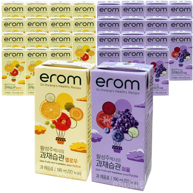 이롬 황성주박사의 과채습관 2종(옐로우16팩+퍼플16팩), 32개, 190ml