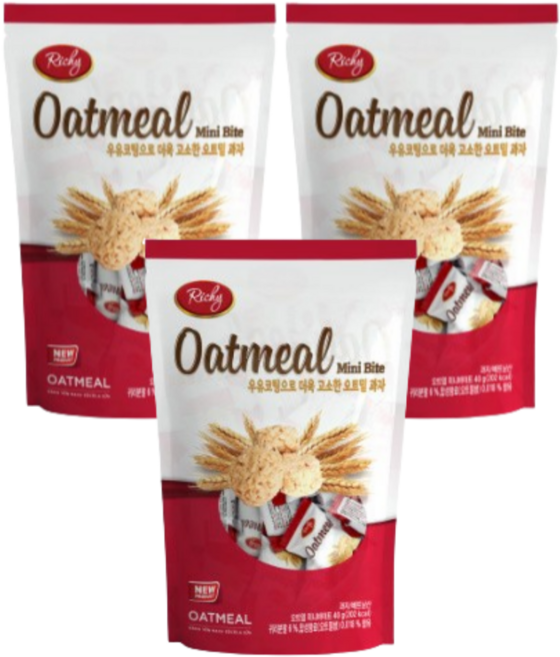 오트밀 미니바이트, 40g, 3개
