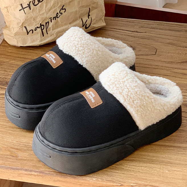 빅무드 멜로 통굽 털슬리퍼 여성용 겨울 뽀글이 키높이 실외화 사무실화