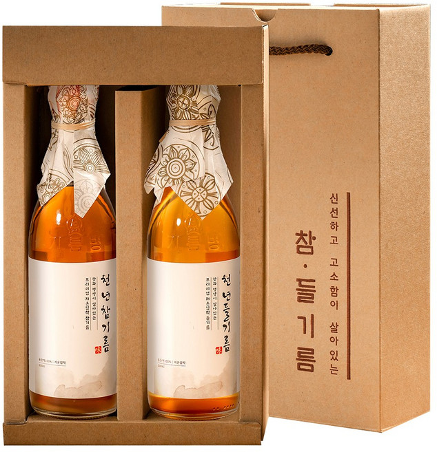 전라도청년 100%통참깨 저온압착 천년참기름350ml+들기름350ml 선물세트, 350ml, 1개