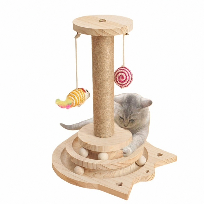 고양이 노즈워크 간식 장난감 원목 스크래쳐 트릿퍼즐 오뚜기 사냥놀이, 1개, 캣토이