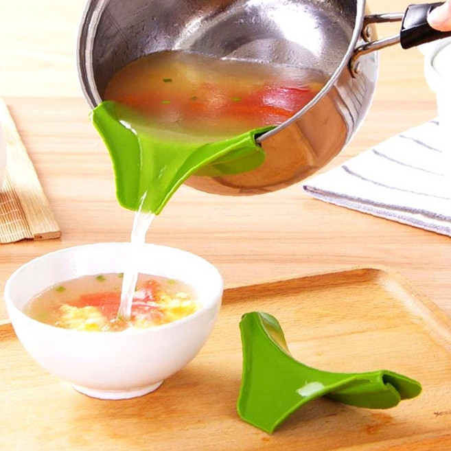 실리콘 따르개 국물흘림방지 냄비 깔대기 주방, 본상품선택, 1개