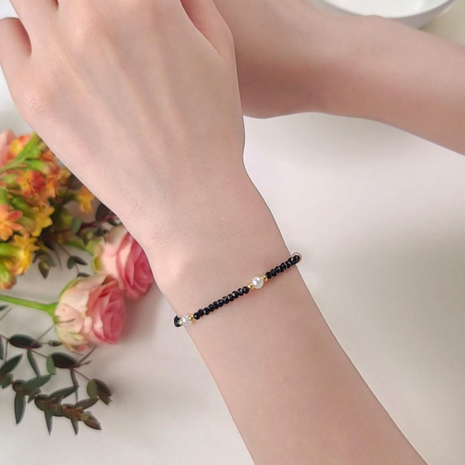 초콜리트쥬얼리 토리 13컬러 비즈 진주 골드볼 크리스탈 원석 핸드메이드 컬러 레이어드 팔찌