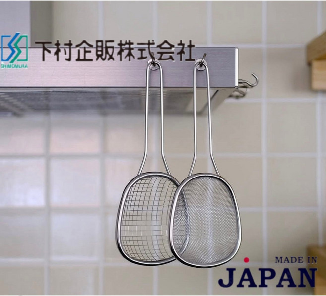 日本下村企販 不鏽鋼濾網 撈麵網 多用途撈網, 1個, 淺 ' 粗 '目