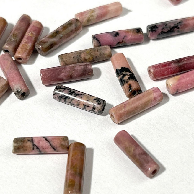 杰鴻 玫瑰石圓管散珠 DIY手工飾品材料, 1個, 玫瑰石