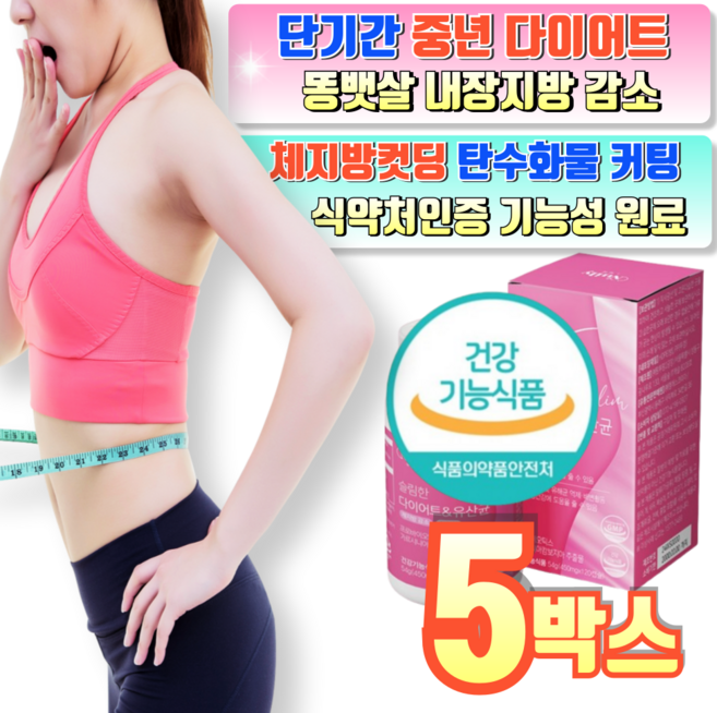 BNR17 비에날씬 유산균 다이어트 식약처인증 장건강 체지방감소 슬림다이어트엔 유산균, 5박스, 120정