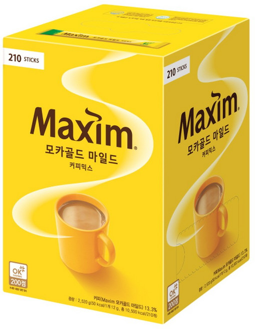 맥심 모카골드 마일드 커피믹스, 12g, 210개입, 1박스
