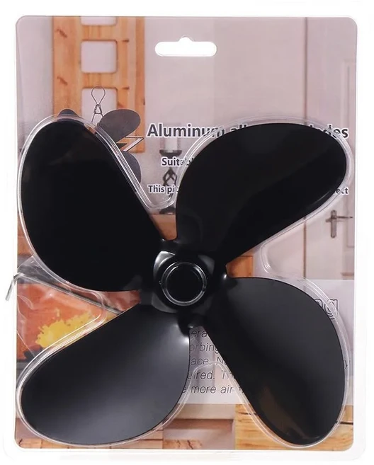 호환 에코팬 벽난로 부품 4날개 나무 연소용 히트 파워 스토브 탑 팬 열 분배 장치, 01 black