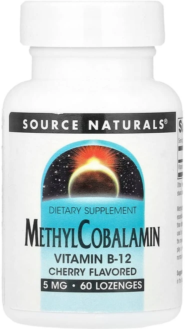소스내추럴스 비타민B 메틸코발라민 체리 5mg 사탕 60정, 1병 - 쿠팡
