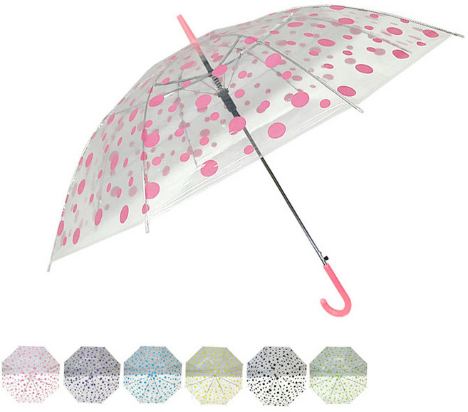 코프리 땡땡이 투명 비닐장우산 비닐우산