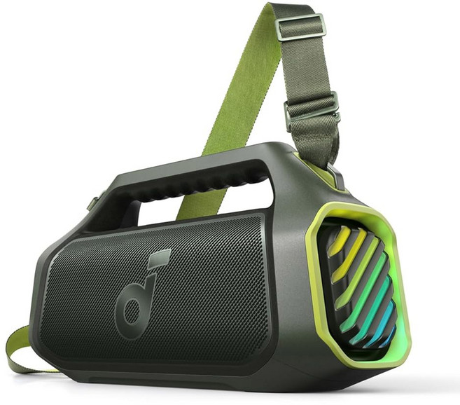 사운드코어 붐 2 플러스 야외 스피커 140W 채널 BassUp 0 20H 고속 충전 IPX7 방수 RGB 라이트 USB C 파워뱅크 BT 5 3 휴대용 블루투스 캠핑 해변 뒷마당, Green