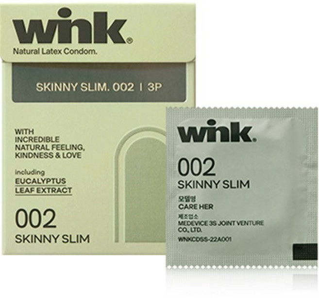 동아제약윙크 스키니 슬림 002 일반형 콘돔, 3개입, 1개