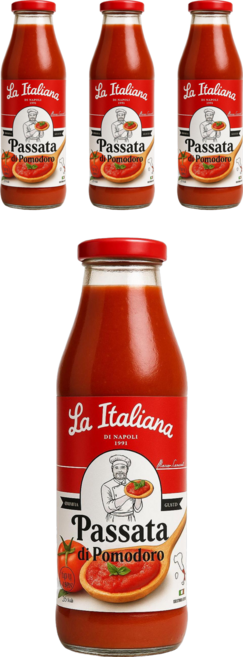 라 이탈리아나 나폴리 100% 무설탕 토마토 퓨레, 690g, 4개