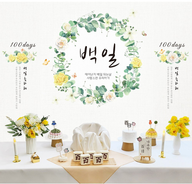 반납없이 평생소장 백일상 돌상 아가이름 엽서 제작, 리스, 1개