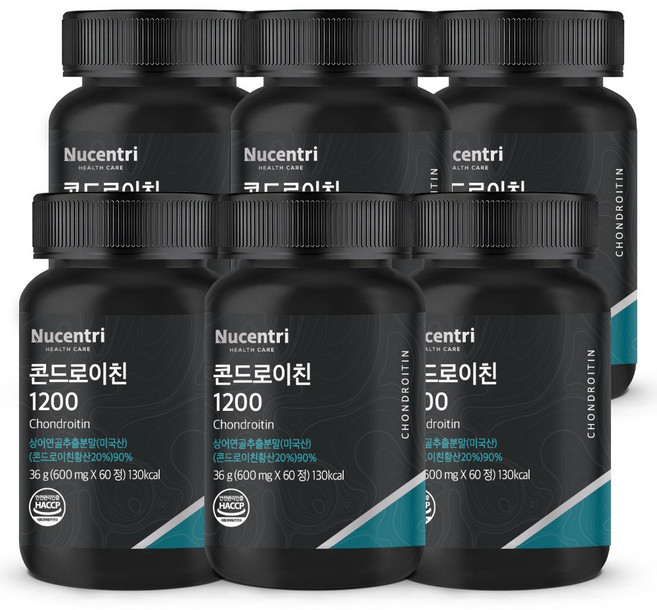 뉴센트리 콘드로이친 1200 상어연골추출분말 90%, 60정, 6개