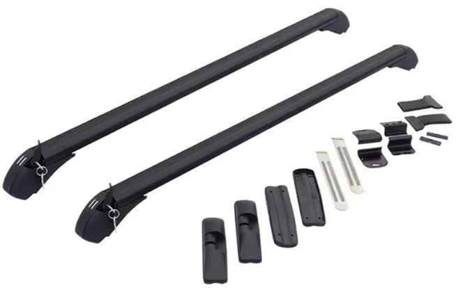 차량용 저상형 가로바 1세트 루프캐리어 지붕 루프랙, 2개, 블랙