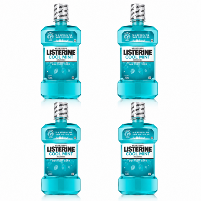 리스테린 쿨민트 구강청결제, 750ml, 4개