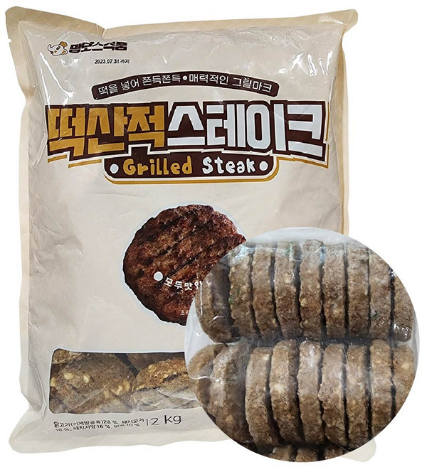 맘모스 떡산적스테이크 2kg (60g x 33~34개입) 반찬 간식, 1개