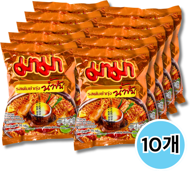 마마 쉬림프 똠냠 크리미 라면 55g, 10개