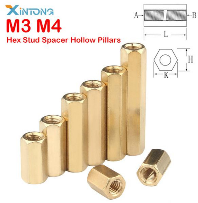 M3 M4 육각 스탠드오프 더블 패스 황동 암수 보드 기둥 육각 스레드 PCB 마더보드 스페이서 너트 중공 기둥, 01 M4-20PCS, 09 5mm, 1개