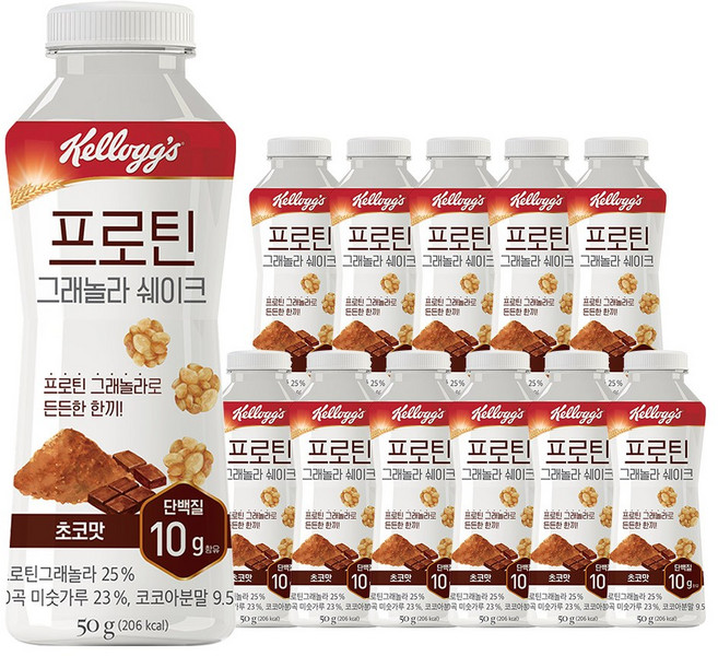 켈로그 프로틴 그래놀라 쉐이크 초코맛, 50g, 12개