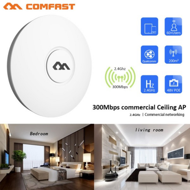 COMFAST CF-E320V2 300M WiFi 천장형 무선 AP 802.11bgn QCA9533 엔터프라이즈 와이파이 시스템 AP 48V POE, 01 CF-E320NV2, 01 AU adapter, 1개