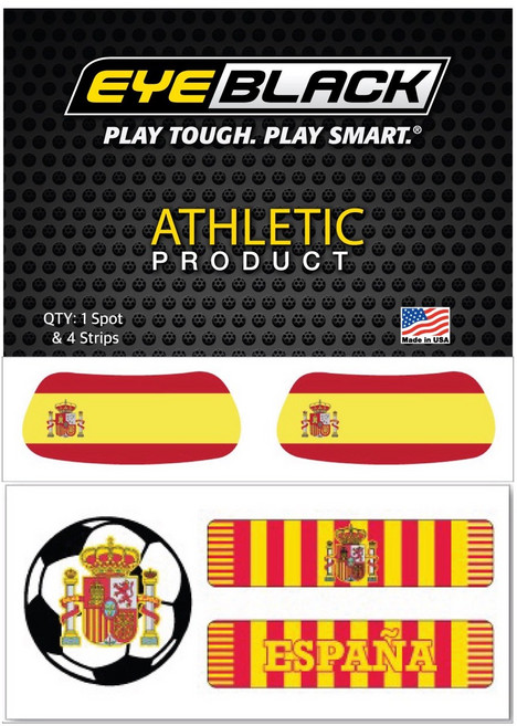 EYEBLACK 국가대표 국기 아이블랙 1쌍 + 축구 스트립 세트 (총 5 pcs) 월드컵 응원템 각종 스포츠 축구 야구 MADE IN USA, 1세트, 스페인 SPAIN