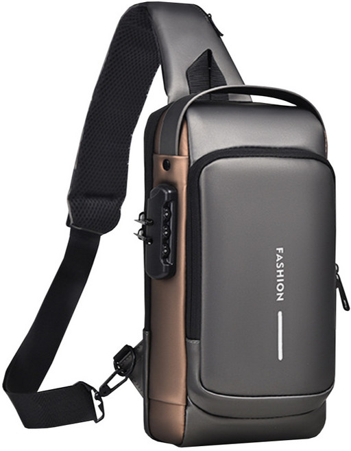 미소라인퍼니처 도난방지 슬링백 여행용 크로스백 7포켓 대용량, 그레이(골드), 1개