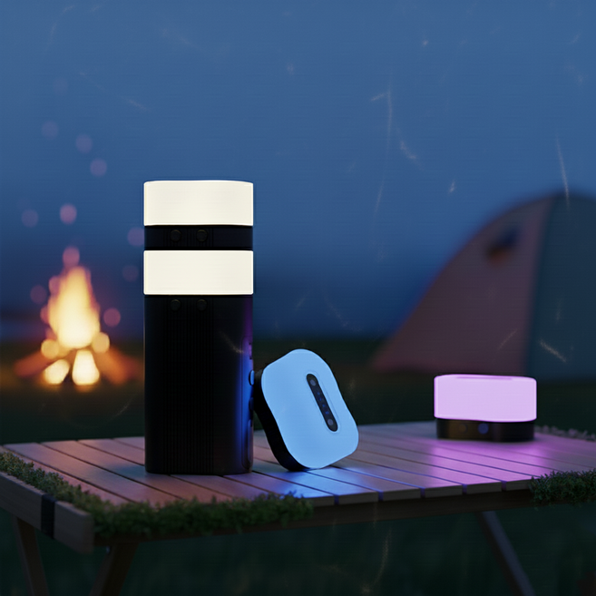 디프 휴대용 무선 LED 캠핑랜턴 무드등 보조배터리 3in1, 1개, 블랙