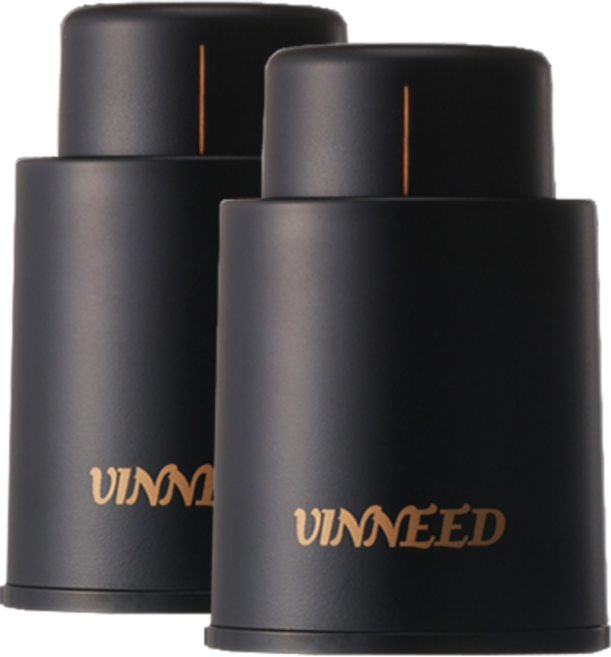 비니드 진공 와인스토퍼 고급 와인마개 와인뚜껑 와인보관마개 푸쉬형, 매트블랙, 2개