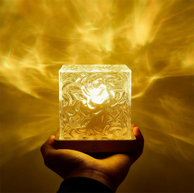 하늘박스 인테리어 LED 무드등 USB 16색 조명 크리스탈 밝기조절 수면등, 투명