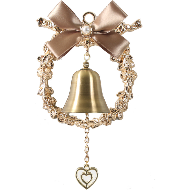 데코스토리 장미 리본 문종 반짝이는 골드 리본장식 현관도어벨 예쁜종 풍경종 개업선물 집들이문종