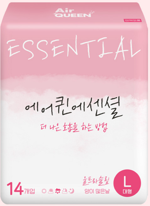 에어퀸 에센셜 생리대 대형 14P, 14개입, 10개