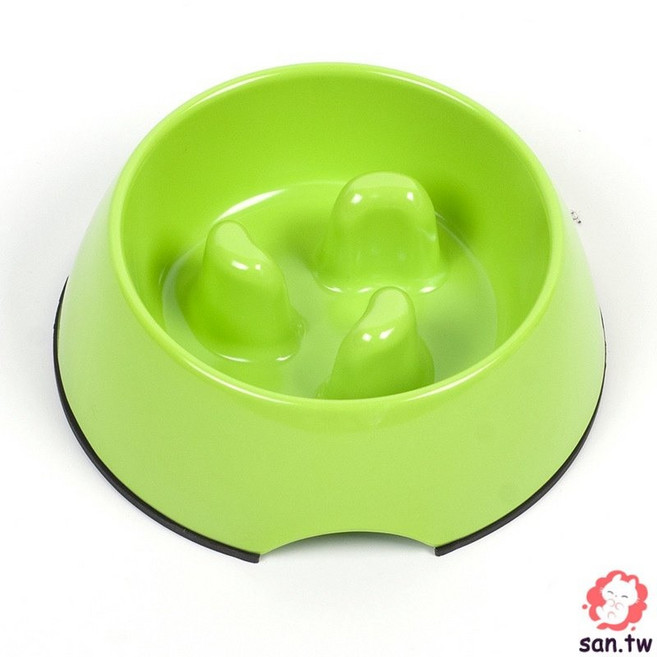 快樂萌寵 寵物慢食碗 止食碗 防噎狗碗 貓碗, 1個, 蘋果綠,S
