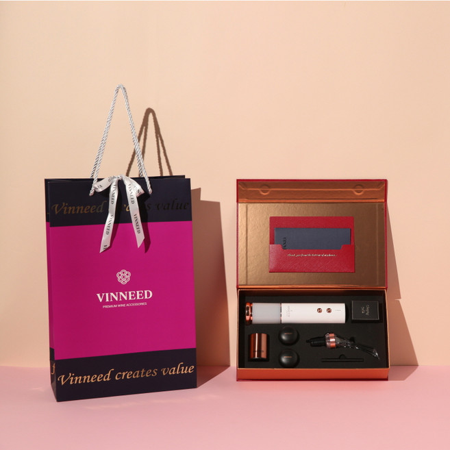 비니드 미니전동와인오프너 와인용품 선물세트 (쇼핑백포함), 퓨어화이트, 포함, 1개