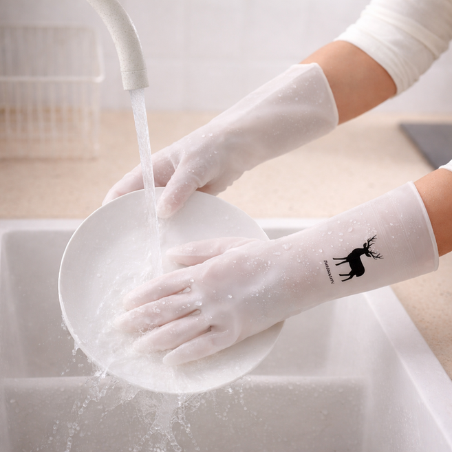 주방용 다용도 반투명 니트릴 내구성 튼튼 화이트 고무장갑 PVC 2세트, 반투명화이트, L, 2개