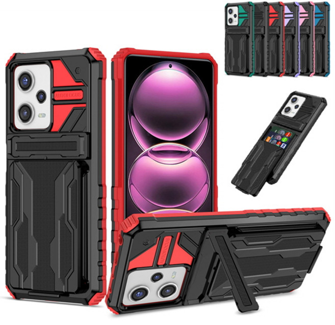 샤오미홍미노트12 포코X5 프로 4G 5G 카드 수납 패키지 하드 스탠딩 거치대 범퍼 핸드폰 케이스